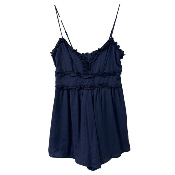 Francescas Trixxi Spaghetti Strap Romper Womens Large Navy Vacation Feminine New - Picture 1 of 6